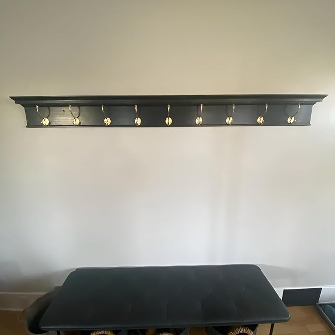 (Pack of 5) Soild Brass Wall Hooks for Hanging, Antique Brass Coat Hooks, Hooks for Living Room, Bathroom, Kitchen, Bedroom for Coat, Bag, Scarf, Towel, Hat, Key,