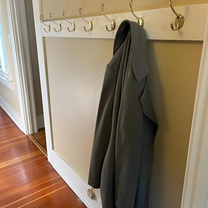 (Pack of 5) Soild Brass Wall Hooks for Hanging, Antique Brass Coat Hooks, Hooks for Living Room, Bathroom, Kitchen, Bedroom for Coat, Bag, Scarf, Towel, Hat, Key,