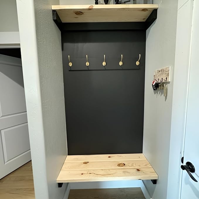 (Pack of 5) Soild Brass Wall Hooks for Hanging, Antique Brass Coat Hooks Wall Mounted, Hooks for Living Room, Bathroom, Kitchen, Bedroom for Coat, Bag, Scarf, Towel, Hat, Key