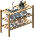 (Thick Bamboo Shoe Rack for Entryway, 3-Tier Free Standing Shoe Racks Stackable Shoe Rack Organizer for Hallway Closet Living Room 27 x12 x21 Inches