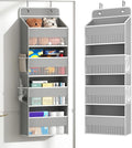 1 Pack 4-Tier Over the Door Organizer, Heavy-Duty Large Deep Pocket Hanging With 4 Large Front & 4 Side Pockets With for Pantry, Kitchen, Bathroom, Dorm, Grey
